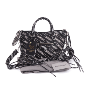 BALENCIAGA Logo City Tote Black / White 75137312 Designer Handtasche OP: 1425 €