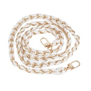 Schulterkette 120 cm Crossbody mit PU-Leder Streifen - Weiß / Gold für Taschen