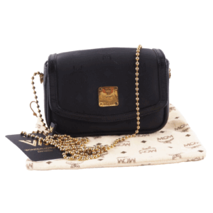 MCM München Visetos Black Jeannie Chain Micro Crossbody Umhängetasche OP: 450 €