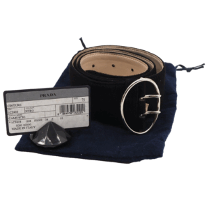 PRADA 1C5903 Camoscio Nero Nappaleder vintage Gürtel Gr. 75/30 NP:280€