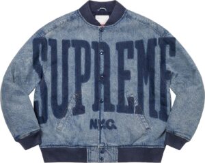 Supreme Washed Knockout Denim Varsity Jacket Herren Luxus Designer NEU