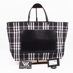 BURBERRY Check Navy Blue Shopper Luxus Designer Tote / Shoppertasche NP: 1450 €