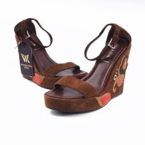 PRADA Suede Papillon Wedges Luxus Wildleder designer Sandals EU38 OP: 650 €