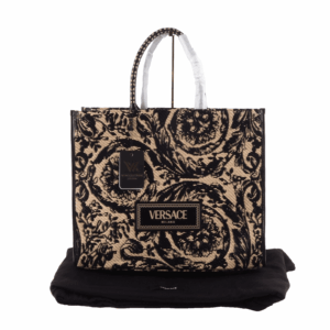 VERSACE Große Barocco Athena Tote XL Bast / Rafia Luxus Unisex Shopper OP:1790€
