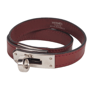 HERMÈS Kelly Double Tour Armband Weinrot Leder Luxus Designer OP: 620 €