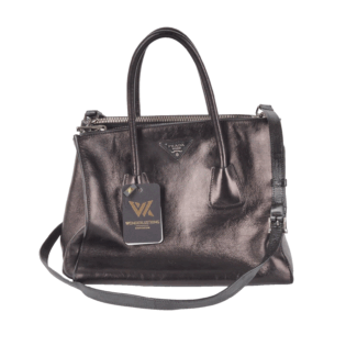 PRADA BN2619 Glace Calf Nero Luxus Designer Double Zip Pocket Tote OP: 2400 €