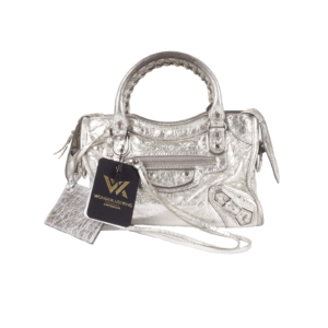 BALENCIAGA Le City Mini Silver ohne Schultergurt Lammleder Tasche OP: 1650 €
