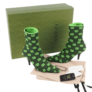 GUCCI Technical Jersey Knit Green Luxus Stretch Ankle Stiefelette 37,5 OP: 980€