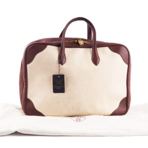 HERMÈS Victoria Travel 50 Toile & Taurillon Clemence Cacao Weekender OP: 4100 €