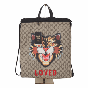 GUCCI Angry Cat GG Supreme Designer Rucksack mit Kordelzug 473872 OP: 1390 €
