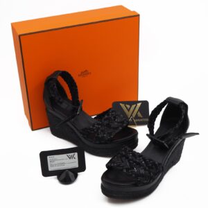 HERMÈS Paris Rafia Wedges Luxus Designer Platform Sandalen Gr. 34 OP: 890 €