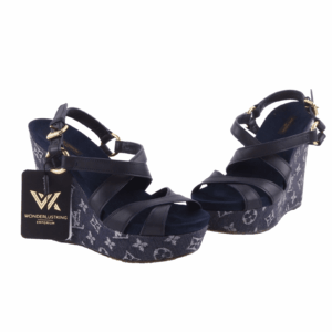 LOUIS VUITTON Ocean Wedge Denim Luxus Designer Sandalen Gr.39 OP: 760 €