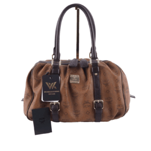 MCM München Visetos Brown Leather Boston Bag Luxus Designer Handtasche OP: 490 €