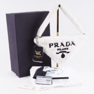 PRADA 1NE043 Bianco Triangle Pile Logo Luxus Designer Schultertasche OP: 1800€