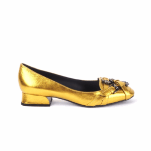 BOTTEGA VENETA Furrow Metall Ballerinas Luxus Schuhe Gold Gr. 38 OP: 850 €