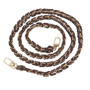 Schulterkette 120 cm Crossbody mit PU-Leder Streifen - Braun / Gold für Taschen