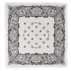 CHLOÉ Ecru Bandana 100% Wolle Baumwolltuch Designer Luxus NEU OP: 225