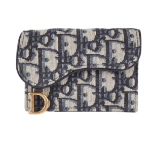 DIOR Saddle Bloom Kartenetui Oblique Jacquard Blau Luxus Designer OP: 410 €