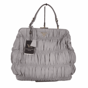 PRADA Gaufre Nappa Frame Tote Gray / Gold Luxus Designer Handtasche OP: 2500 €