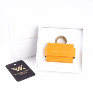 BVLGARI Bulgari Luxus Designer Kalbsleder Airpods Case Orange / Gold OP: 450 €