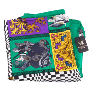 GIANNI VERSACE XXL Hand Rolled Silk Scarf Luxus Designer Seidentuch 140x140cm