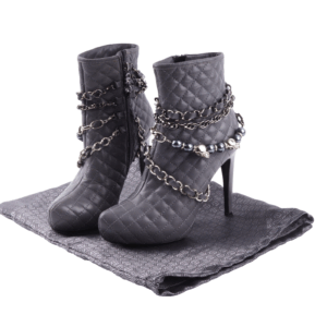 PHILIPP PLEIN Quilted Skull & Chain Boots High Heel Stiefeletten EU38 OP: 1290 €
